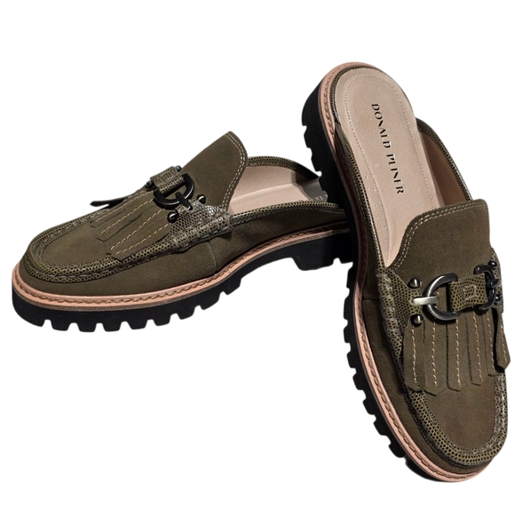 NWOT DONALD PLINER KILTIE FRINGE LOAFER MULE LEATHER SLIP ON SZ 10 - Picture 2 of 10